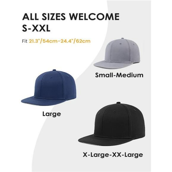 XXL snapback hat flat bill adjustable baseball cap extra large head men women co - Picture 2 of 6